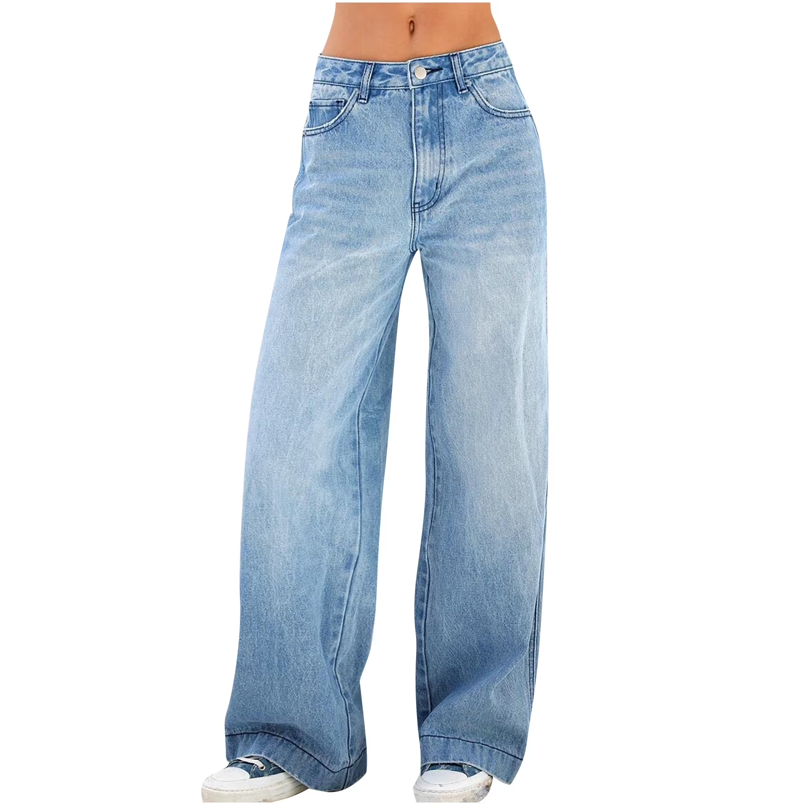 High-Waisted Wide-Leg Baggy Jeans