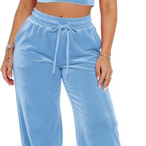 Women 2 Piece Outfits Velvet Sweatsuit Set