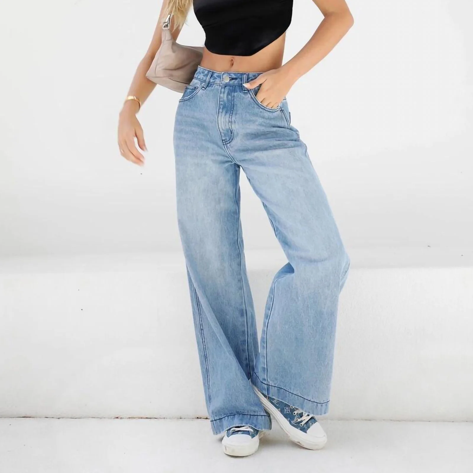 High-Waisted Wide-Leg Baggy Jeans - Image 5